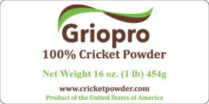 Griopro Cricket Powder package logo with a link to buy now